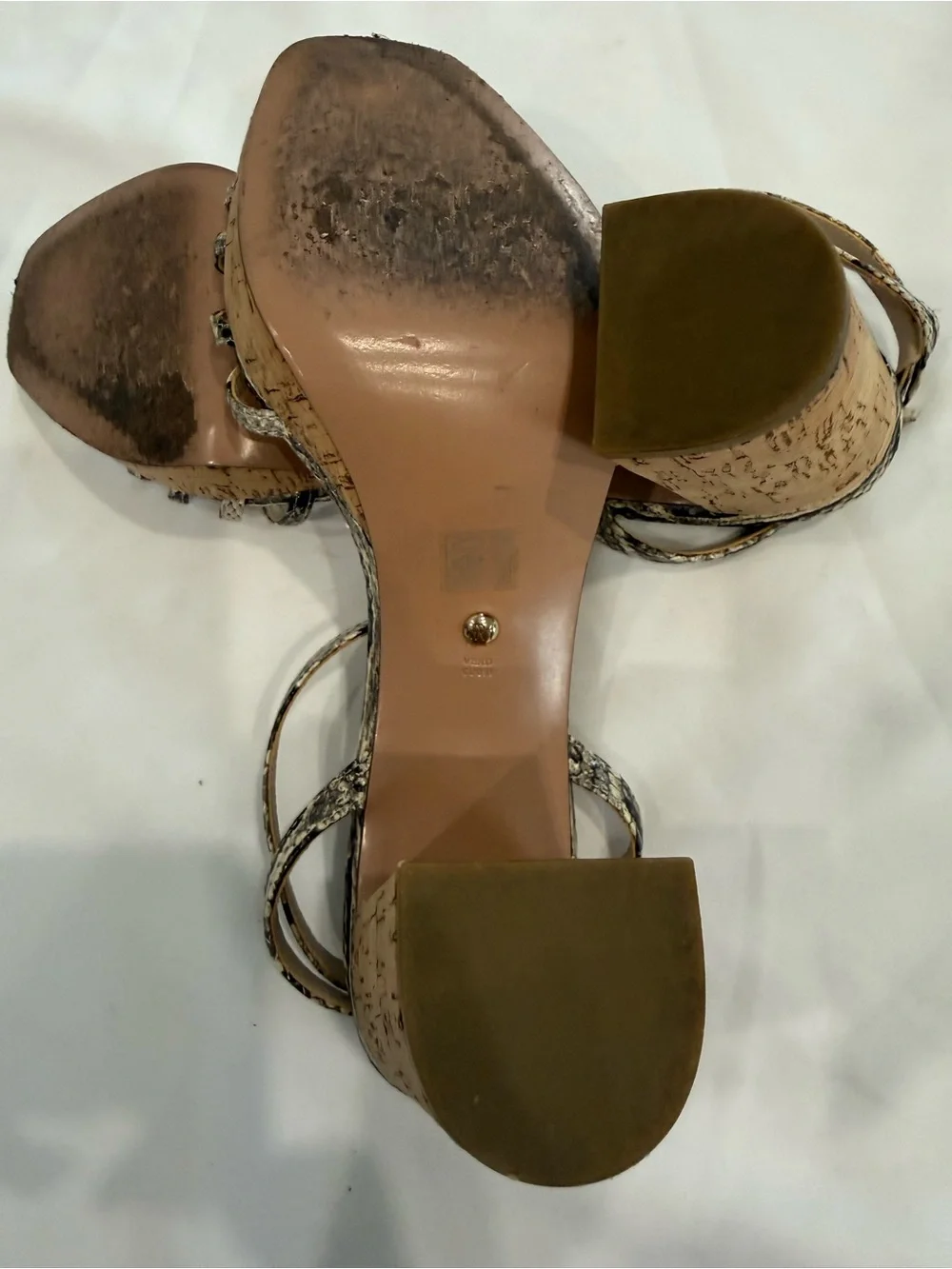 PELLE MODA Amy Ankle Strap Block 3.5 Heel Platform Leather Snake Skin Sandals